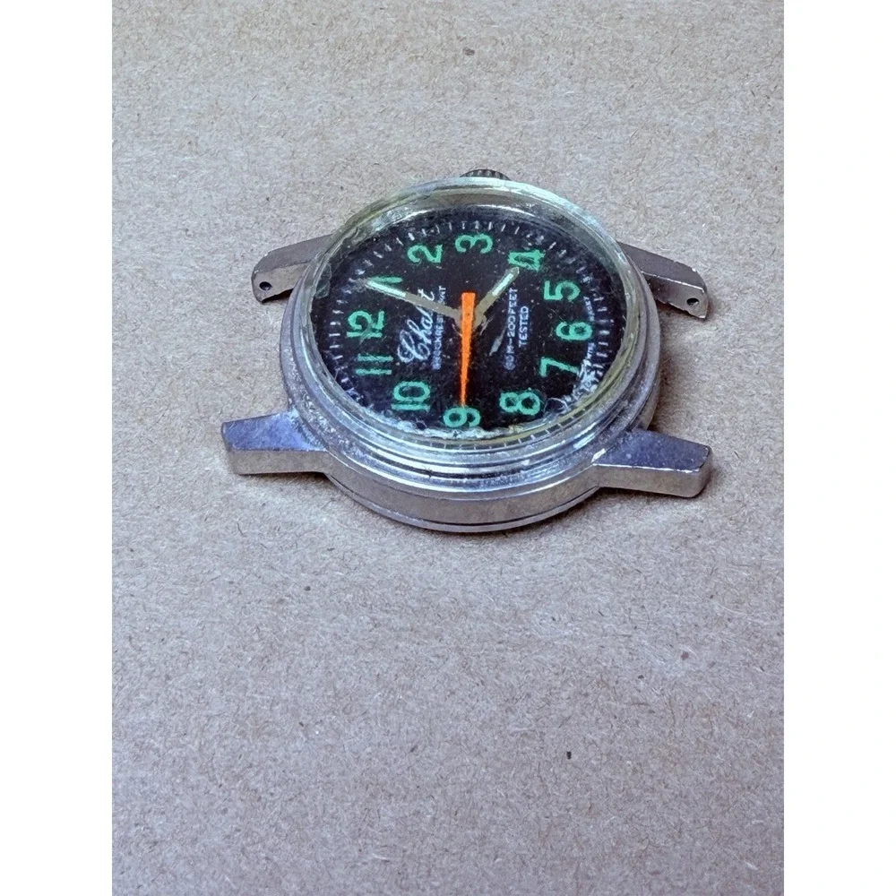 Vintage Chalet Swiss Diver Watch 60M 200FT Black Dial Manual Wind Non Running